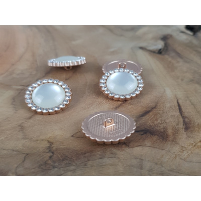 Bouton Rond Effet Pierre de Lune & Strass 23 mm