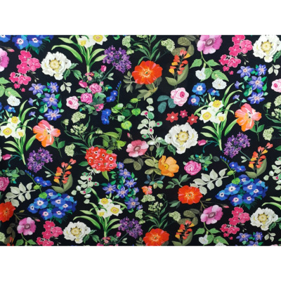 Tissu Popeline Viscose Ecovero Black Botanic Garden