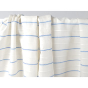 Tissu Toile 100 % Coton Rayures Jacquard Blanc / Bleu
