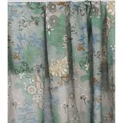 Tissu Voile Coton / Soie Fleurs Graphiques Céladon