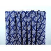 Tissu Popeline Viscose Losange Ethnique Bleu Encre