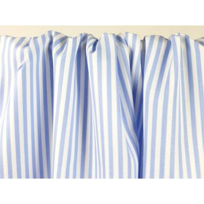 Tissu Popeline 100 % Coton Rayé Blanc / Bleu Ciel