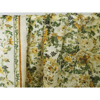 Tissu Voile Coton / Soie Fleurs Romantiques Vert