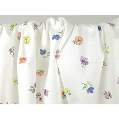 Tissu Popeline 100 % Coton Fleurs 