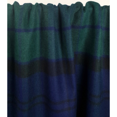 Tissu Lainage Mélange Laine TARTAN Vert & Bleu