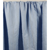 Tissu Toile Rayé & Brodé Bleu / Kaki