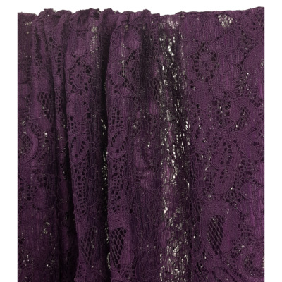 Tissu Dentelle Fleurs Prune