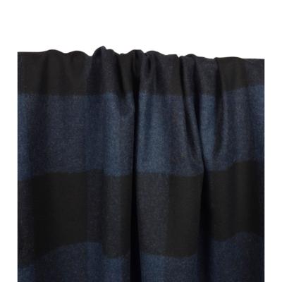 Tissu Lainage Léger Mélange Laine Carreaux Marine / Noir