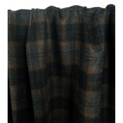 Tissu Lainage Mélange Laine TARTAN Noir / Gris & Noisette