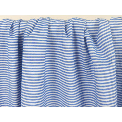 Tissu Seersucker Mélange Coton Rayé Bleu / Blanc