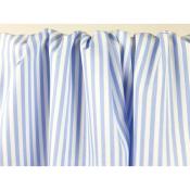 Tissu Popeline 100 % Coton Ray Blanc / Bleu Ciel