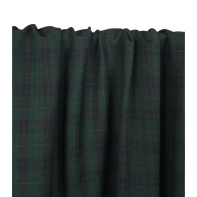 Tissu Tailleur Mélange Laine Carreaux Vert Bouteille
