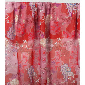 Tissu Voile Coton / Soie Fleurs Graphiques Rouge