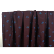 Tissu Popeline Bordeaux Fleurs Bleu