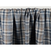 Tissu Sergé Lin & Coton Carreaux Gris / Bleu