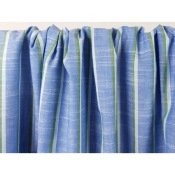 Tissu Toile Coton / Lin Rayé Bleu / Vert