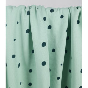 Tissu Maille Molleton Gratté Coton BIO Pois Irrégulier Céladon