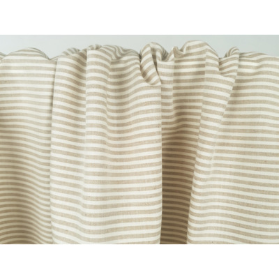 Tissu Toile 100 % Coton Rayé Ecru / Beige