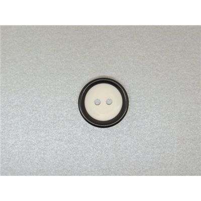 Bouton Rond Bicolore Blanc / Noir 18 mm