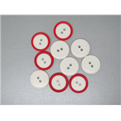 Bouton Rond Bicolore Blanc / Rouge 20 mm