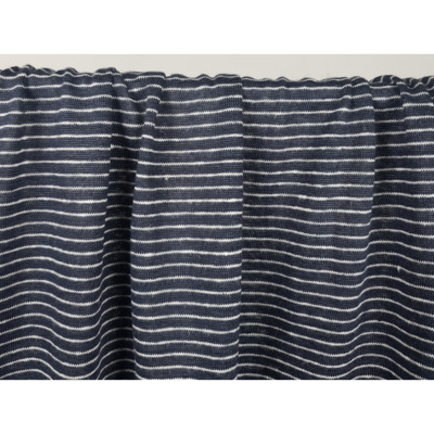 Tissu Maille Jersey 100 % Lin Rayures Irrégulières Marine / Blanc