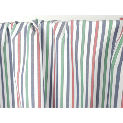 Tissu Oxford 100 % Coton Rayé Rouge / Bleu / Vert