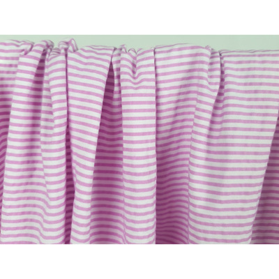 Tissu Seersucker Mélange Coton Rayé Rose / Blanc
