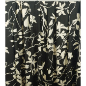 Tissu Satin Polyester Recyclée Florale Noir & Ecru