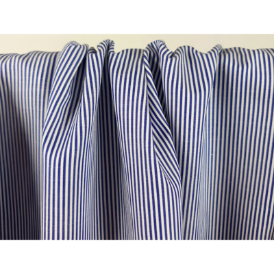 Tissu Popeline 100 % Coton Rayures Fines Marine