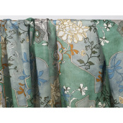 Tissu Voile Coton / Soie Fleurs Graphiques Céladon