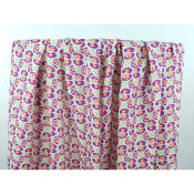 Tissu Crepe de Chine 100 % Soie Fleurettes Coeurs