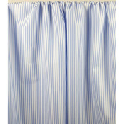 Tissu Popeline 100 % Coton Rayé Blanc / Bleu Ciel