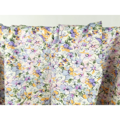 Tissu Popeline Coton Gauffrée Lilac Flowers