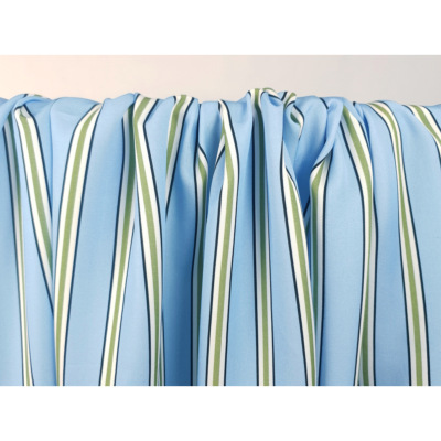 Tissu Sergé 100 % Tencel Rayure Imprimé Bleu / Vert