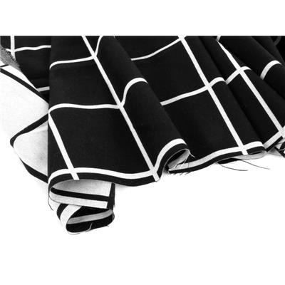 Tissu Carreaux Fenêtres Tissé Noir & Blanc
