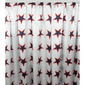 Tissu Satin de Soie STARS Ecru / Marine