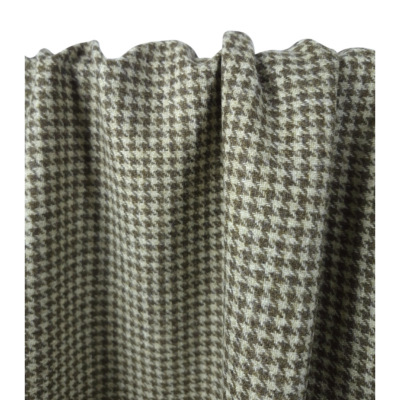 Tissu Lainage Léger 100 % Laine Pied de Poule Beige / Brun