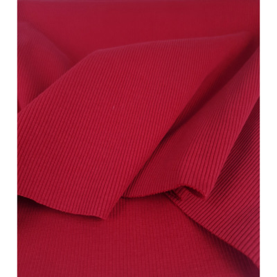 Tissu Maille Bord Cote 3x3 Rouge