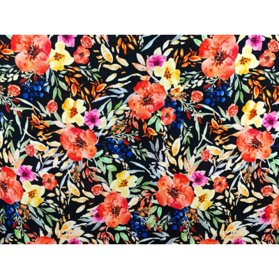 Tissu Popeline Viscose Ecovero Wild Watercolor Field