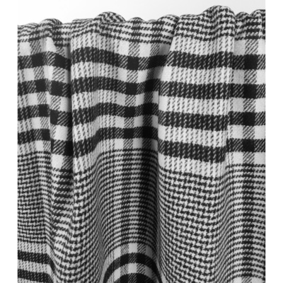 Tissu Lainage Mélange Laine Carreaux Noir & Ecru