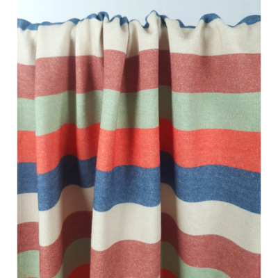 Tissu Maille Molleton Mélange Coton Rayures Chiné