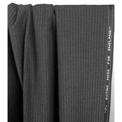 Tissu Tailleur Poly / Viscose Rayures TENNIS Anthracite / Gris