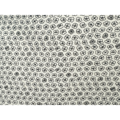 Coupon Popeline Fleurs Ecru / Gris 50 cm x 140 cm