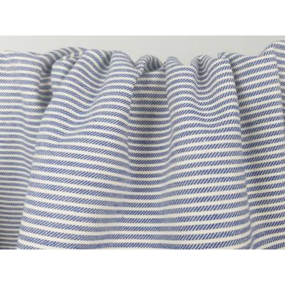 Tissu Sergé 100 % Coton Rayures Irrégulières Ecru / Bleu