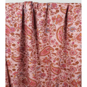 Tissu Popeline 100 % Coton Fleurs Ethniques Rose