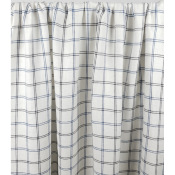 Tissu Sergé Coton & Lin Ecru Carreaux Bleu / Noir