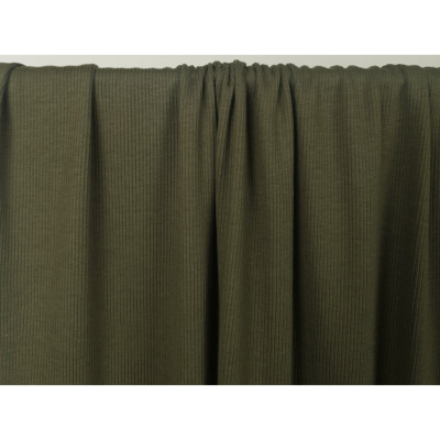 Tissu Maille Cote 2x2 100 % Coton Kaki