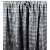 Tissu Sergé Lin & Coton Carreaux Gris / Bleu